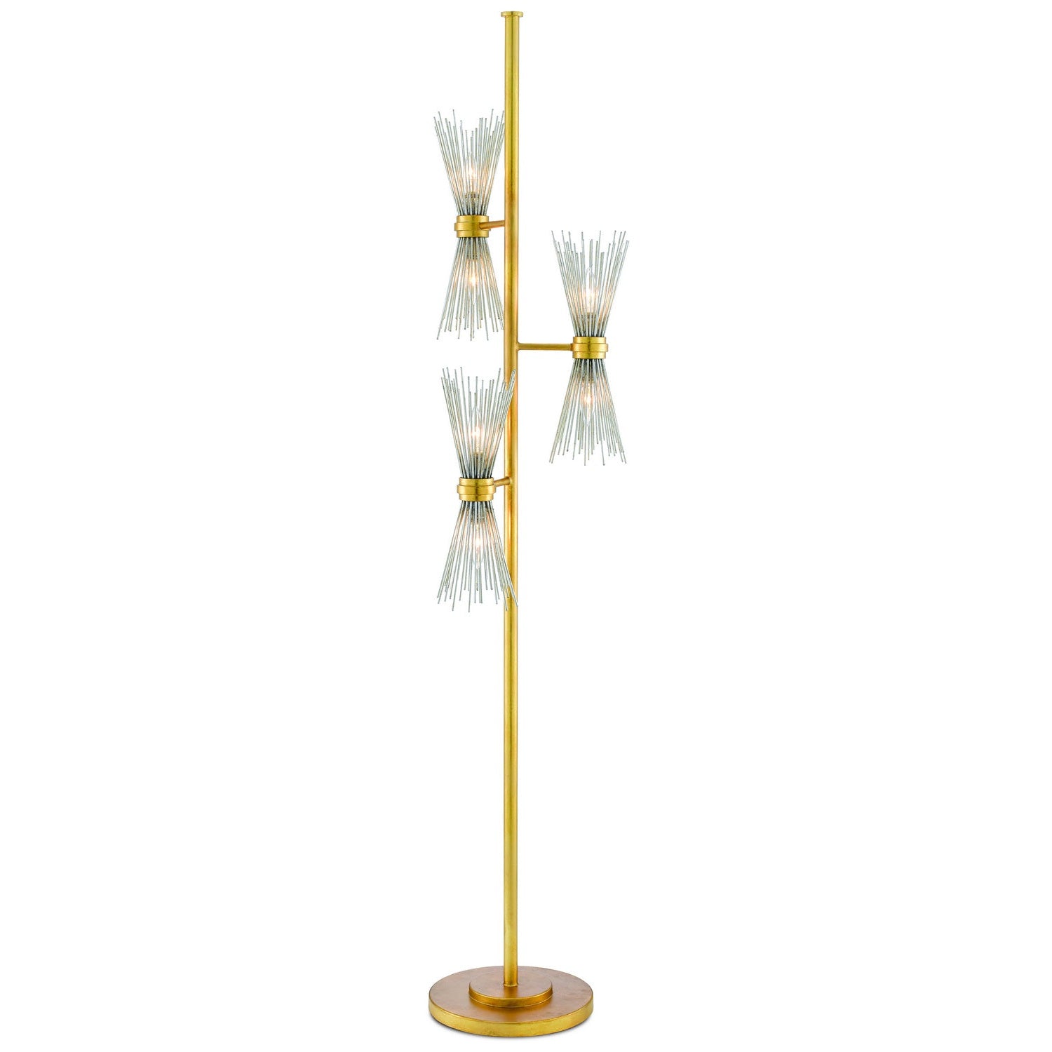 Currey and Company - 8000-0046 - Six Light Floor Lamp - Novatude Collection - Antique Gold Leaf/Contemporary Silver Leaf