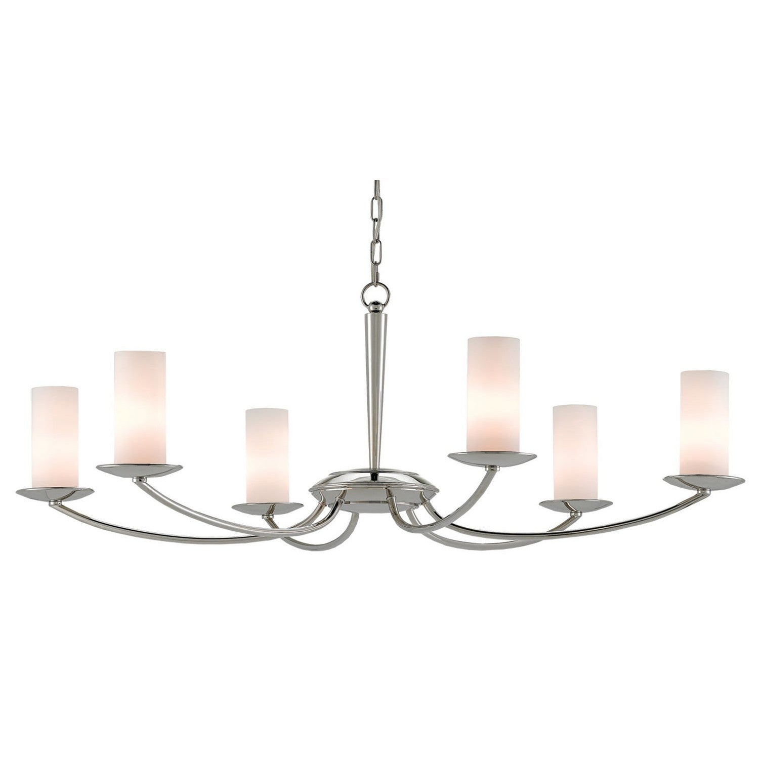 Currey and Company - 9000-0170 - Six Light Chandelier - Polished Nickel/Frosted