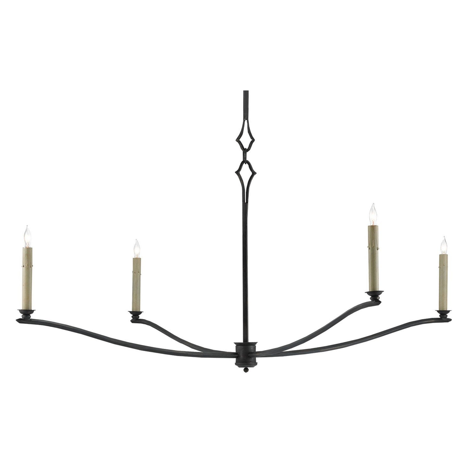 Currey and Company - 9000-0176 - Four Light Chandelier - Knole Black Chandelier - French Black