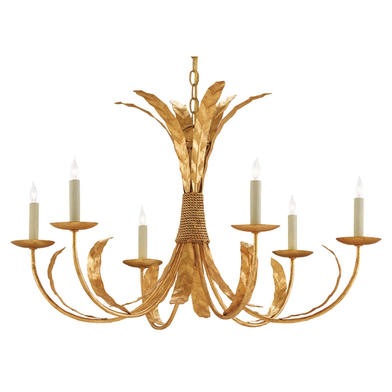 Currey and Company - 9000-0186 - Six Light Chandelier - Bette Collection - Grecian Gold Leaf