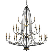 Currey and Company - 9000-0213 - 28 Light Chandelier - Folgate Collection - French Black/Gold Leaf