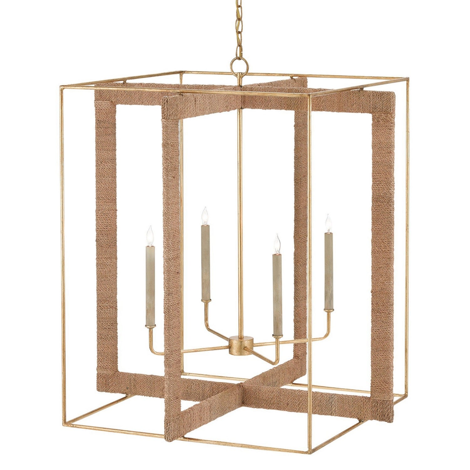 Currey and Company - 9000-0217 - Four Light Lantern - Purebred Large Lantern - Contemporary Gold Leaf/Natural