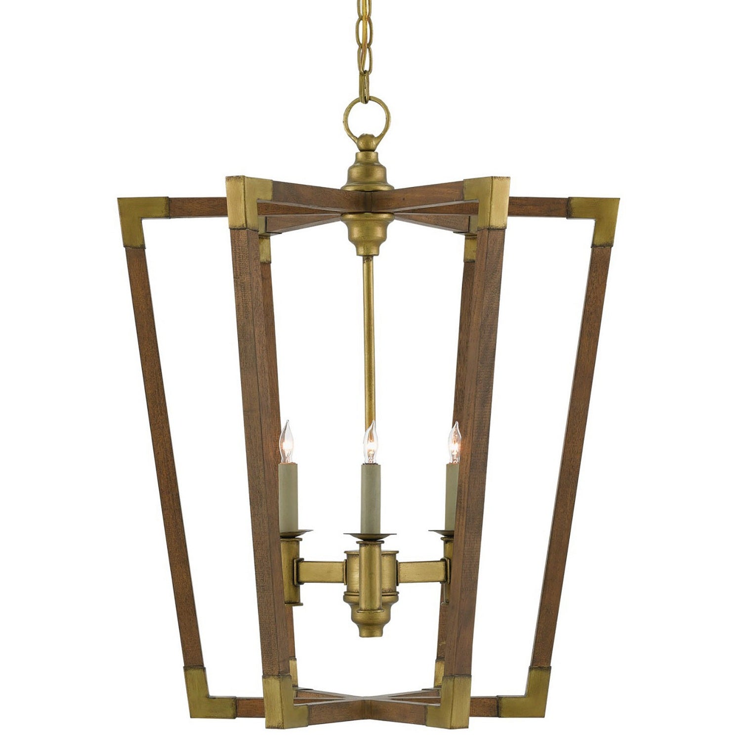 Currey and Company - 9000-0220 - Three Light Lantern - Bastian Collection - Chestnut/Brass