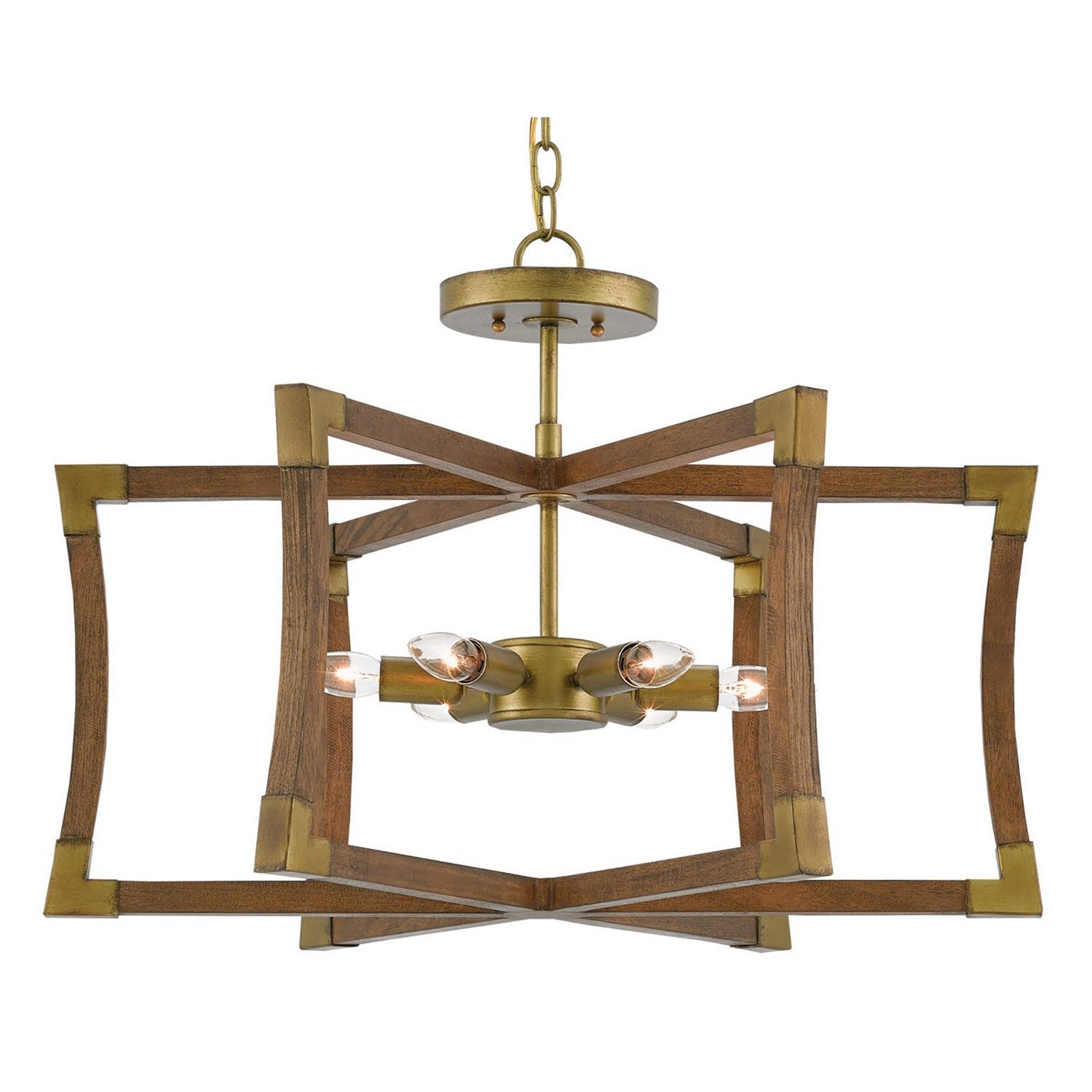 Currey and Company - 9000-0221 - Six Light Lantern - Bastian Collection - Chestnut/Brass