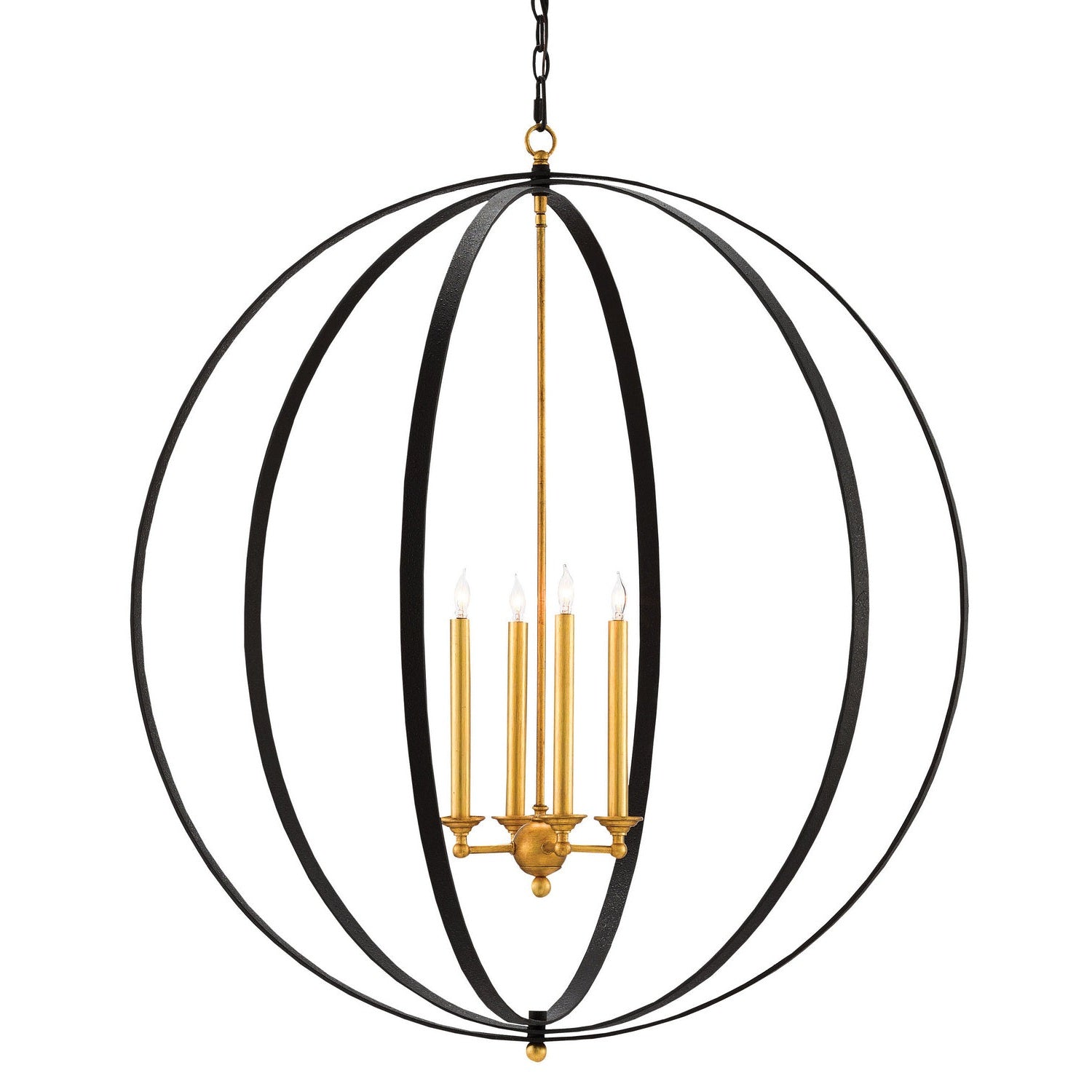 Currey and Company - 9000-0238 - Four Light Chandelier - Ogden Collection - Chinois Antique Gold Leaf/Black