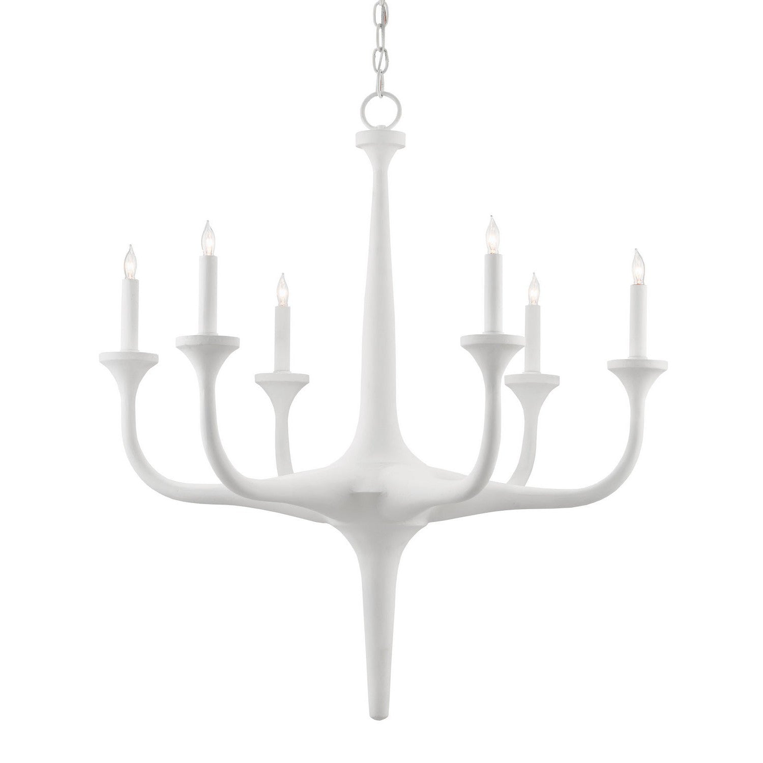Currey and Company - 9000-0255 - Six Light Chandelier - Albion White Chandelier - Gesso White