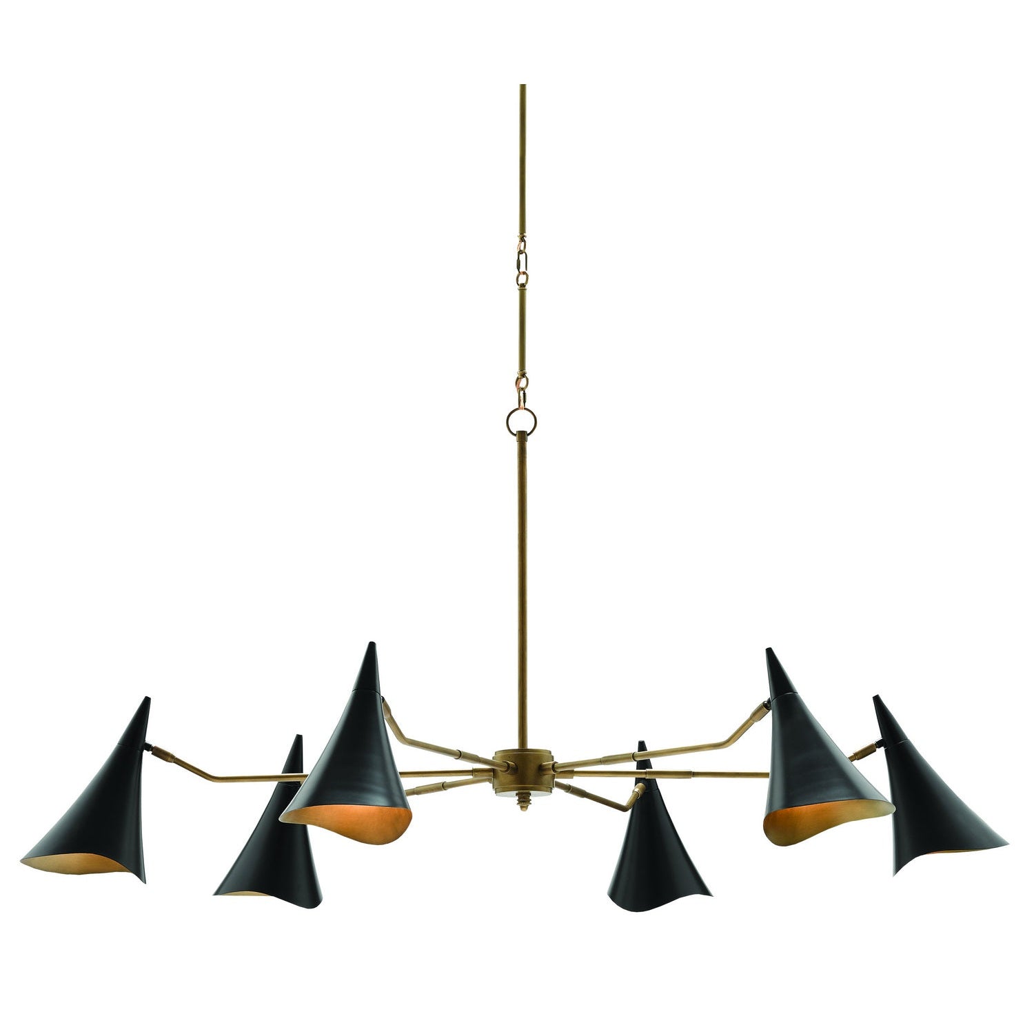 Currey and Company - 9000-0311 - Six Light Chandelier - Library Collection - Oil Rubbed Bronze/Antique Brass