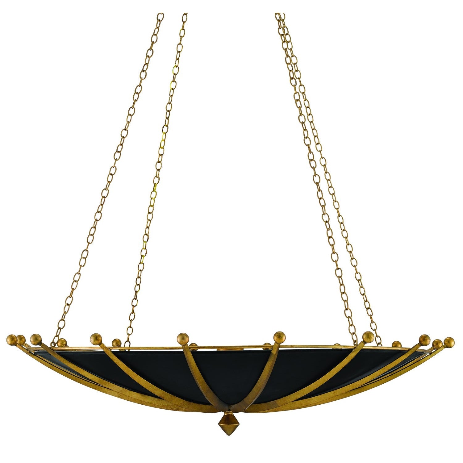 Currey and Company - 9000-0319 - Six Light Chandelier - Fontaine Black & Gold Chandelier - Antique Gold Leaf/Contemporary Gold Leaf/Satin Black