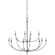 Currey and Company - 9000-0331 - 12 Light Chandelier - Balladier Gray Chandelier - Hiroshi Gray/Contemporary Gold Leaf