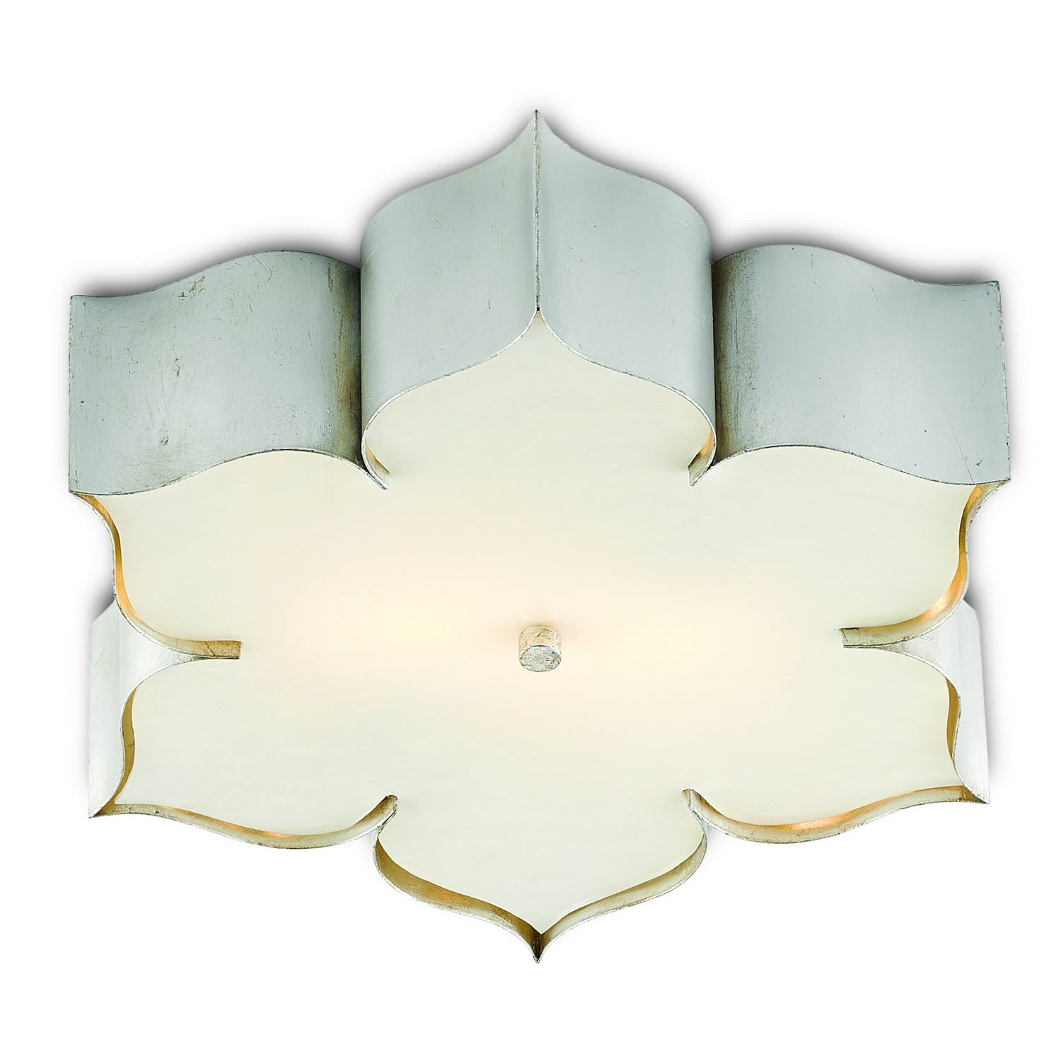 Currey and Company - 9999-0042 - Two Light Flush Mount - Grand Lotus Collection - Contemporary Silver Leaf