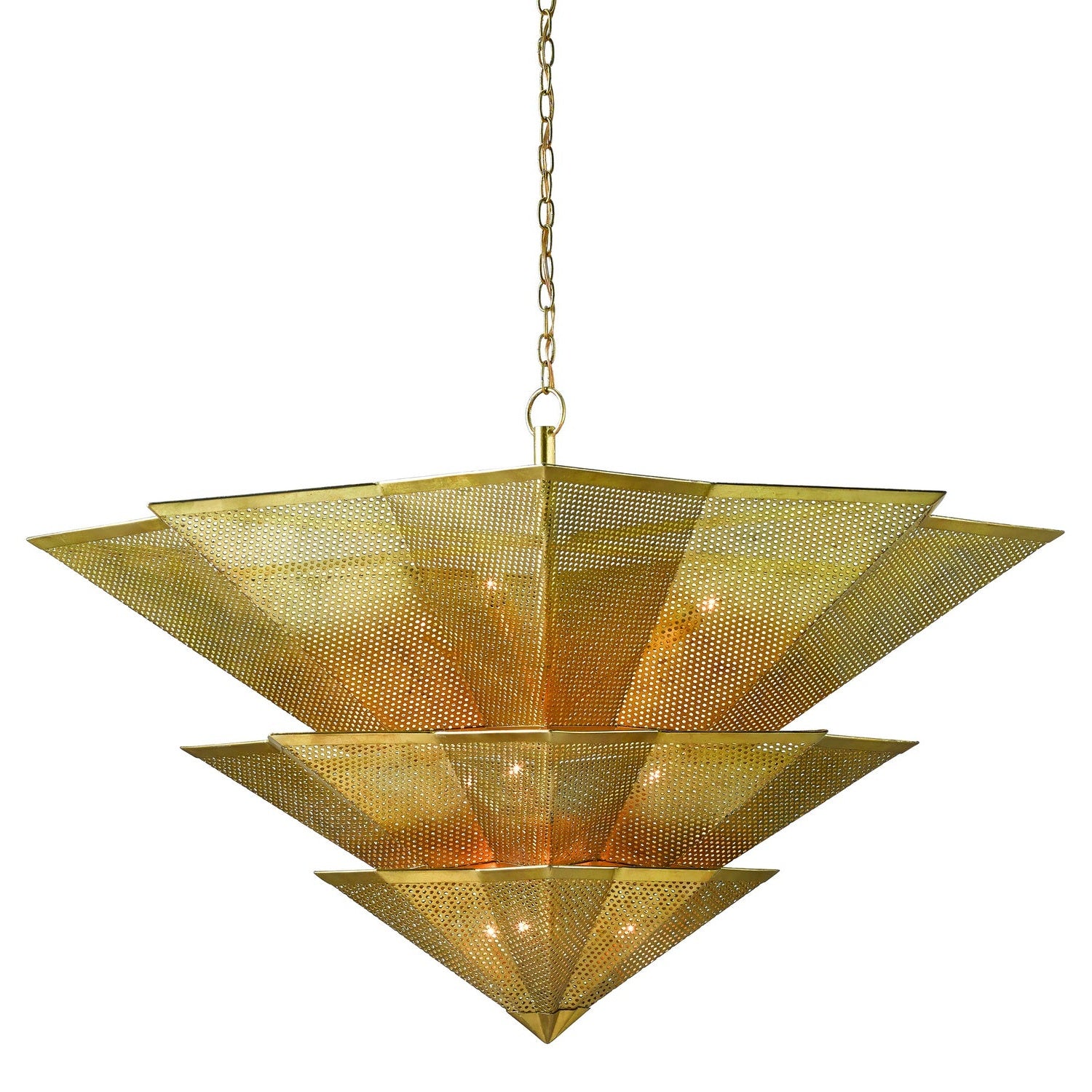 Currey and Company - 9000-0359 - Nine Light Chandelier - Hanway Gold Chandelier - Antique Gold Leaf