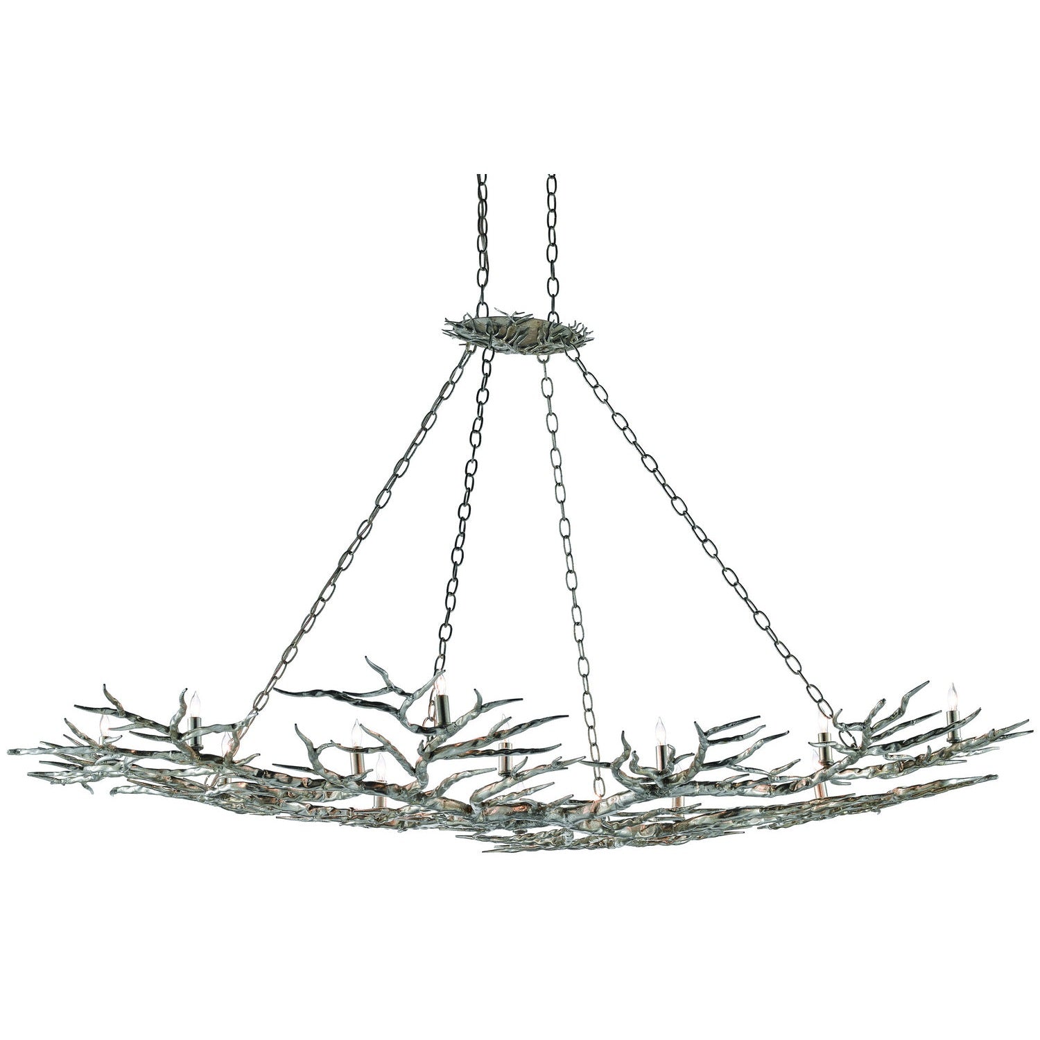 Currey and Company - 9000-0367 - 14 Light Chandelier - Rainforest Collection - Silver Leaf