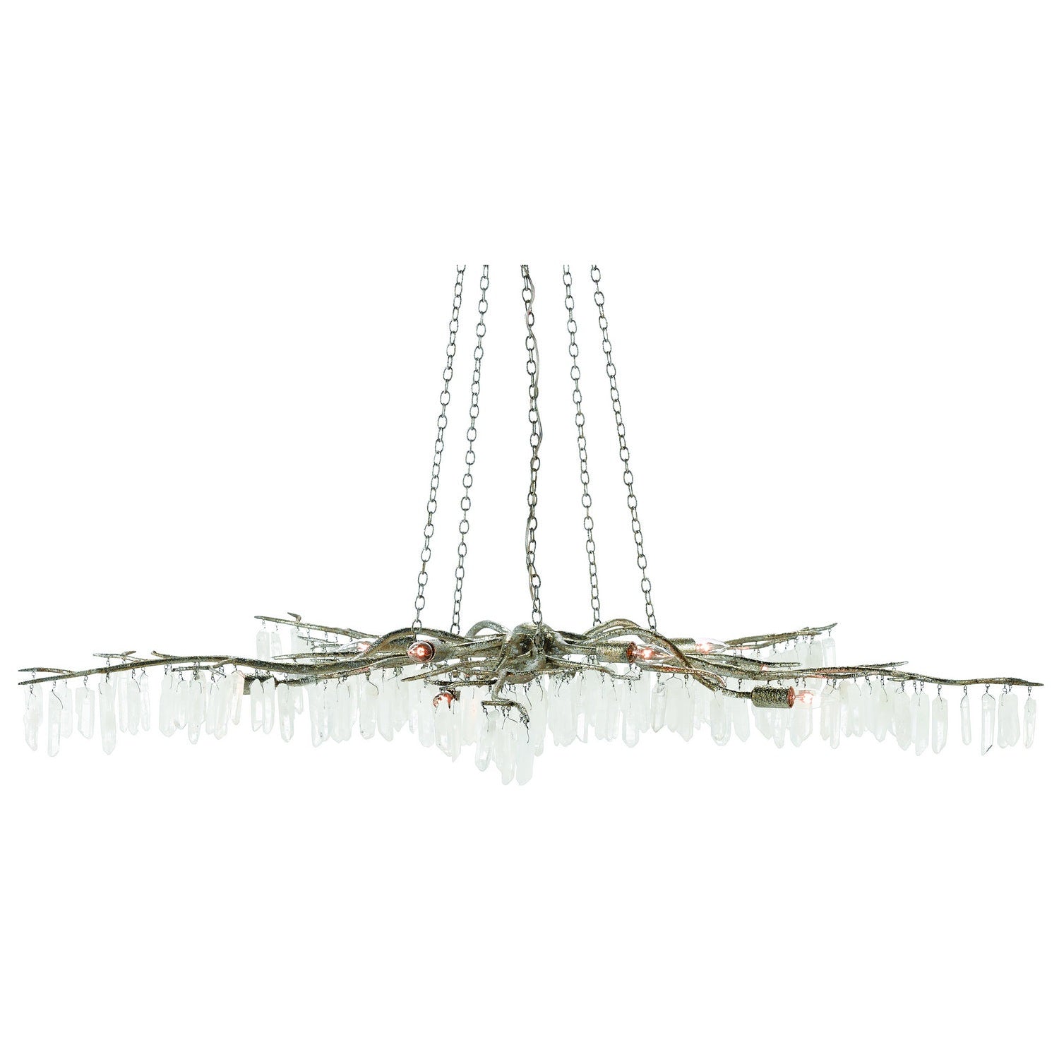 Currey and Company - 9000-0368 - Ten Light Chandelier - Forest Light Collection - Textured Silver/Natural