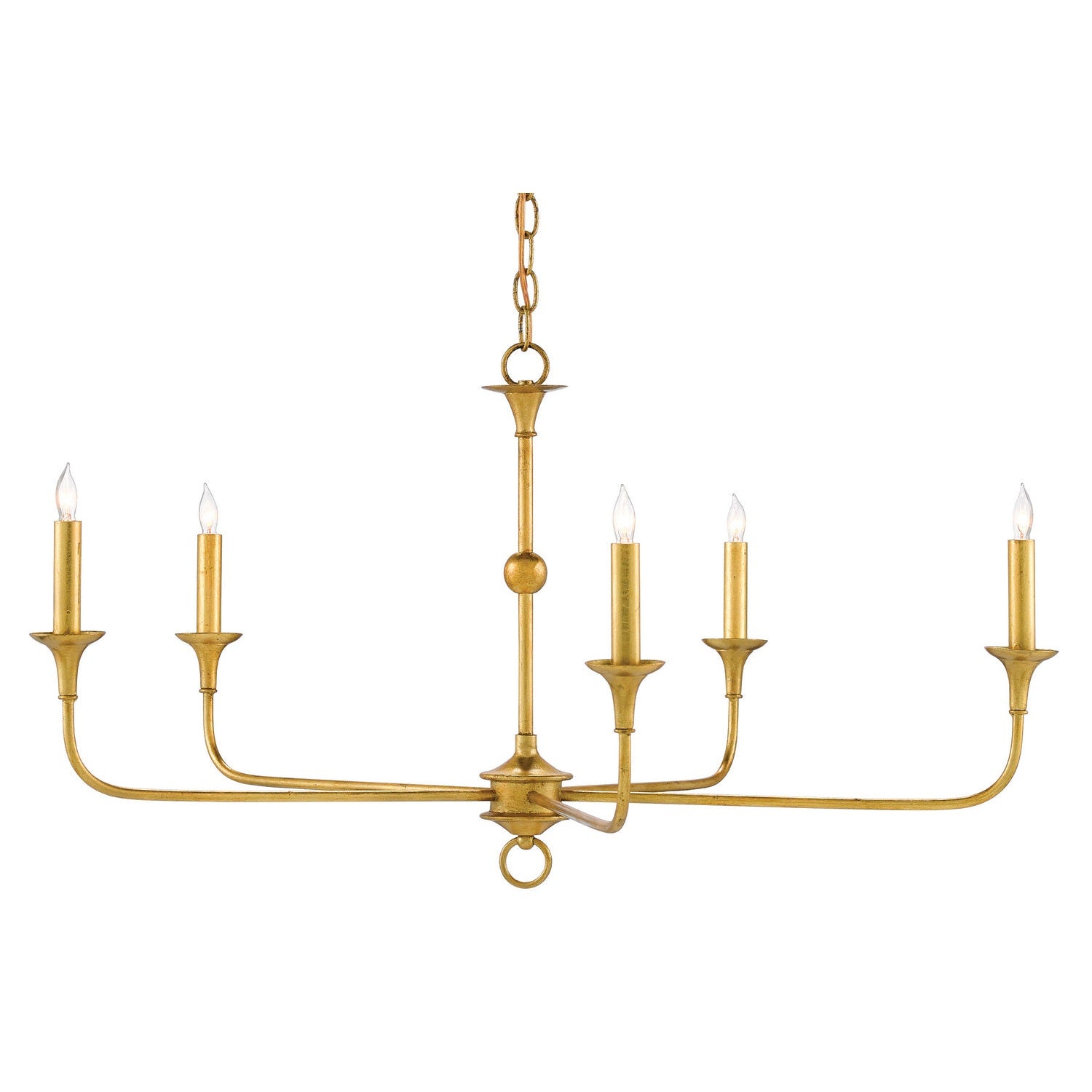 Currey and Company - 9000-0369 - Five Light Chandelier - Nottaway Collection - Contemporary Gold Leaf