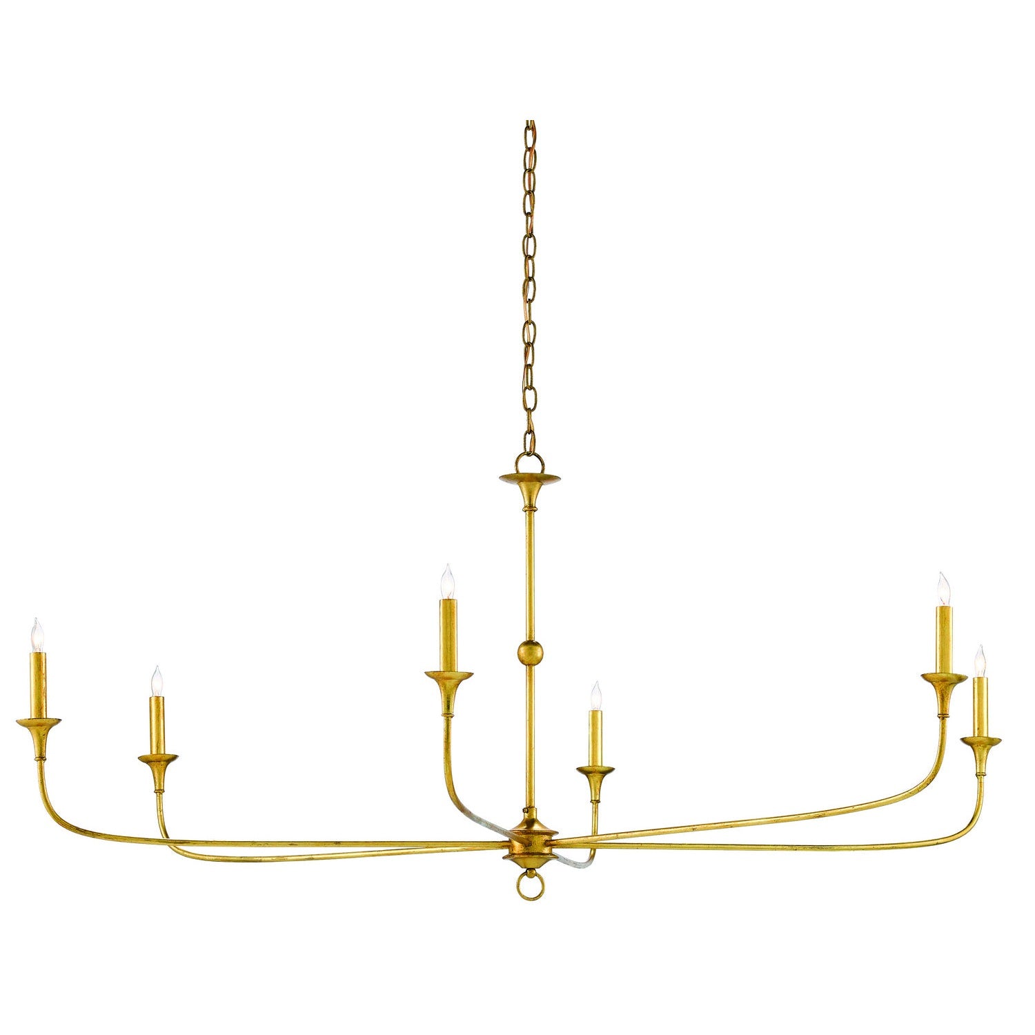 Currey and Company - 9000-0370 - Six Light Chandelier - Nottaway Collection - Contemporary Gold Leaf