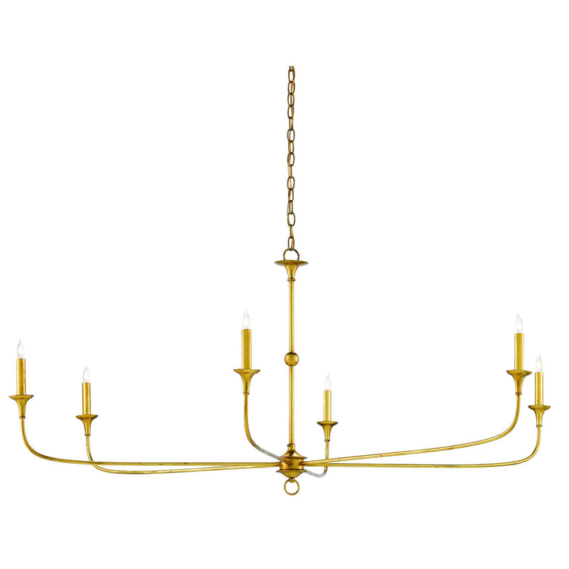 Currey and Company - 9000-0370 - Six Light Chandelier - Nottaway Collection - Contemporary Gold Leaf