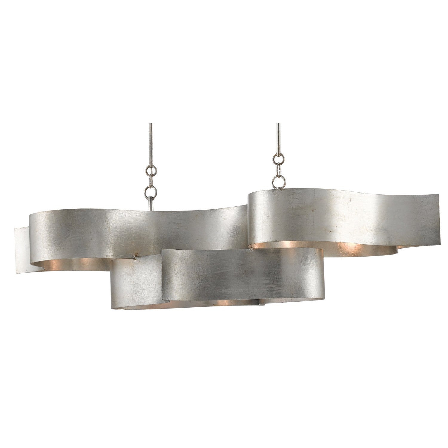 Currey and Company - 9000-0372 - Six Light Chandelier - Grand Lotus Collection - Contemporary Silver Leaf