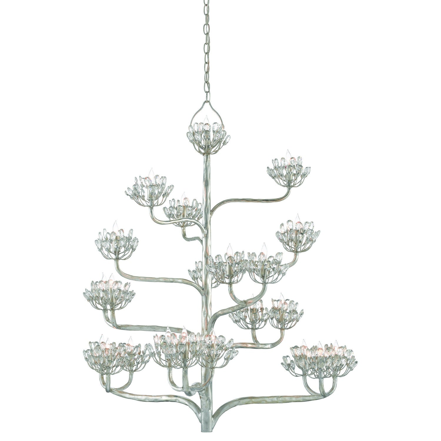 Currey and Company - 9000-0373 - 22 Light Chandelier - Agave Americana Collection - Contemporary Silver Leaf