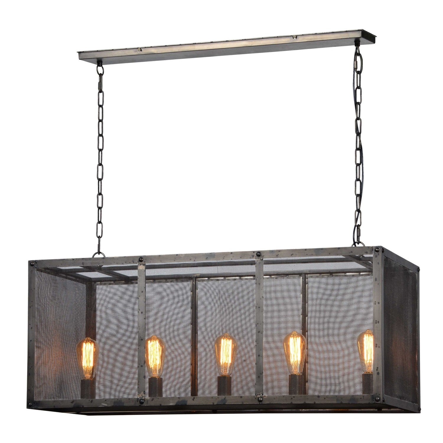 Forty West - 70615 - Five Light Island Pendant - Charlie - Black