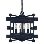 Framburg - 5270 MBLACK - Four Light Chandelier - Rustic Chic - Matte Black
