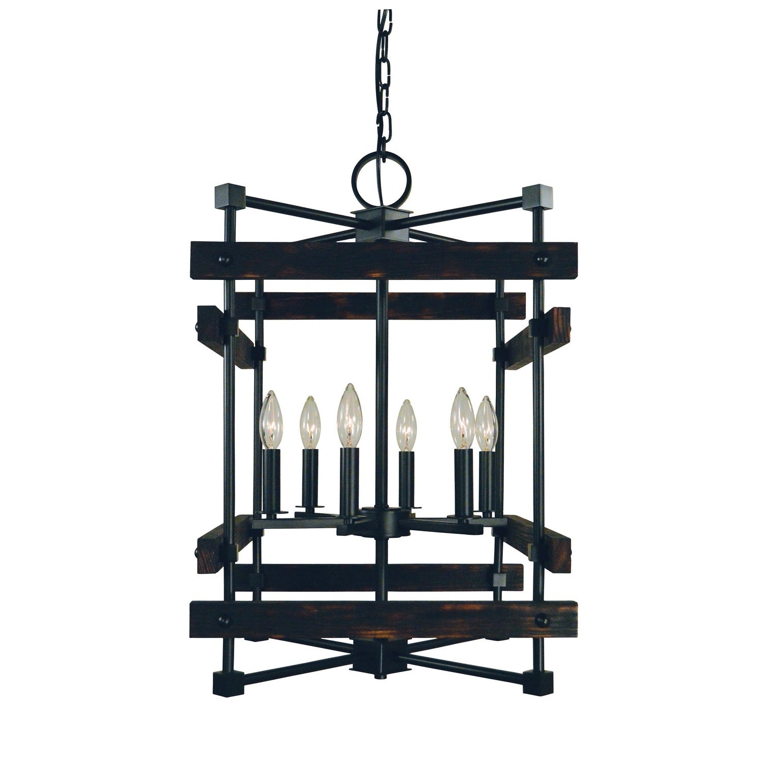 Framburg - 5276 MBLACK - Six Light Chandelier - Rustic Chic - Matte Black