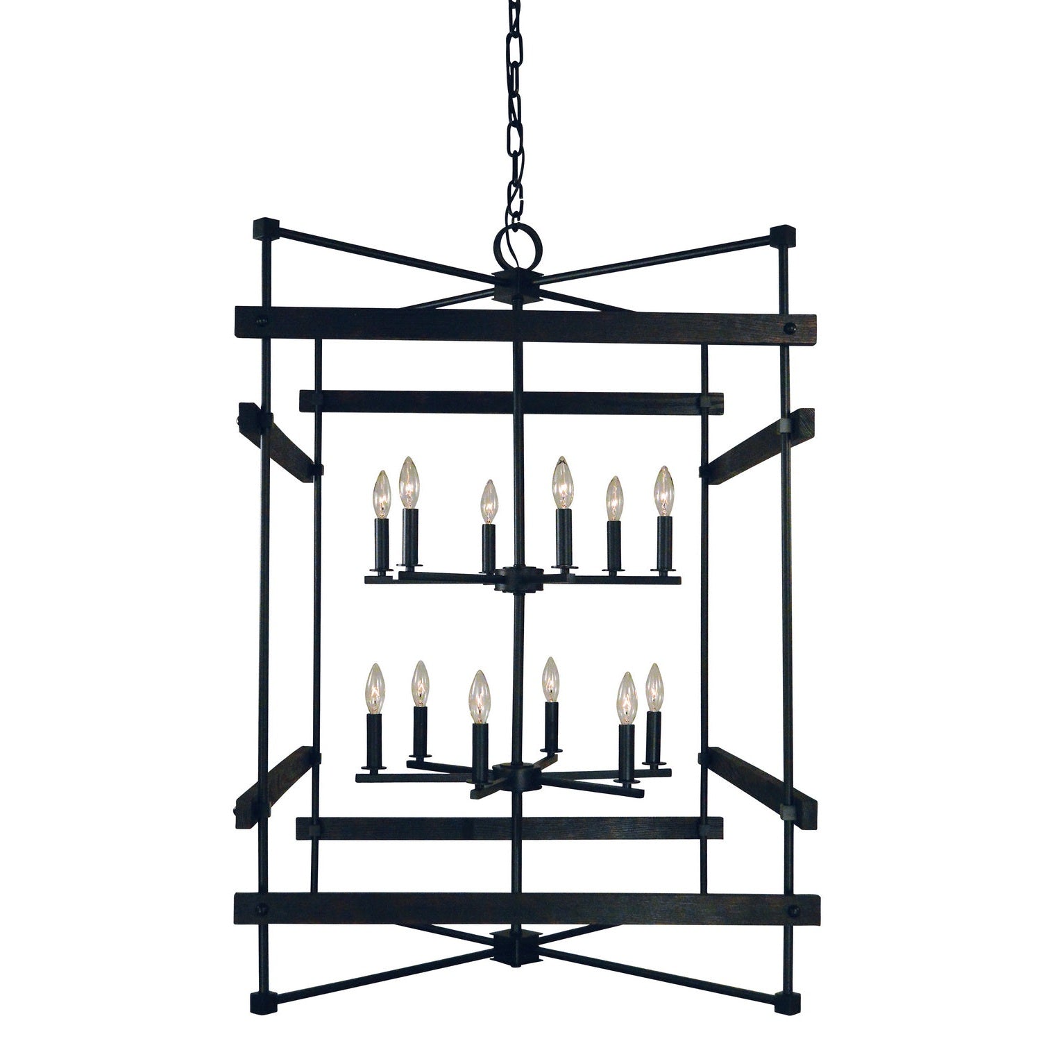 Framburg - 5278 MBLACK - 12 Light Foyer Chandelier - Rustic Chic - Matte Black