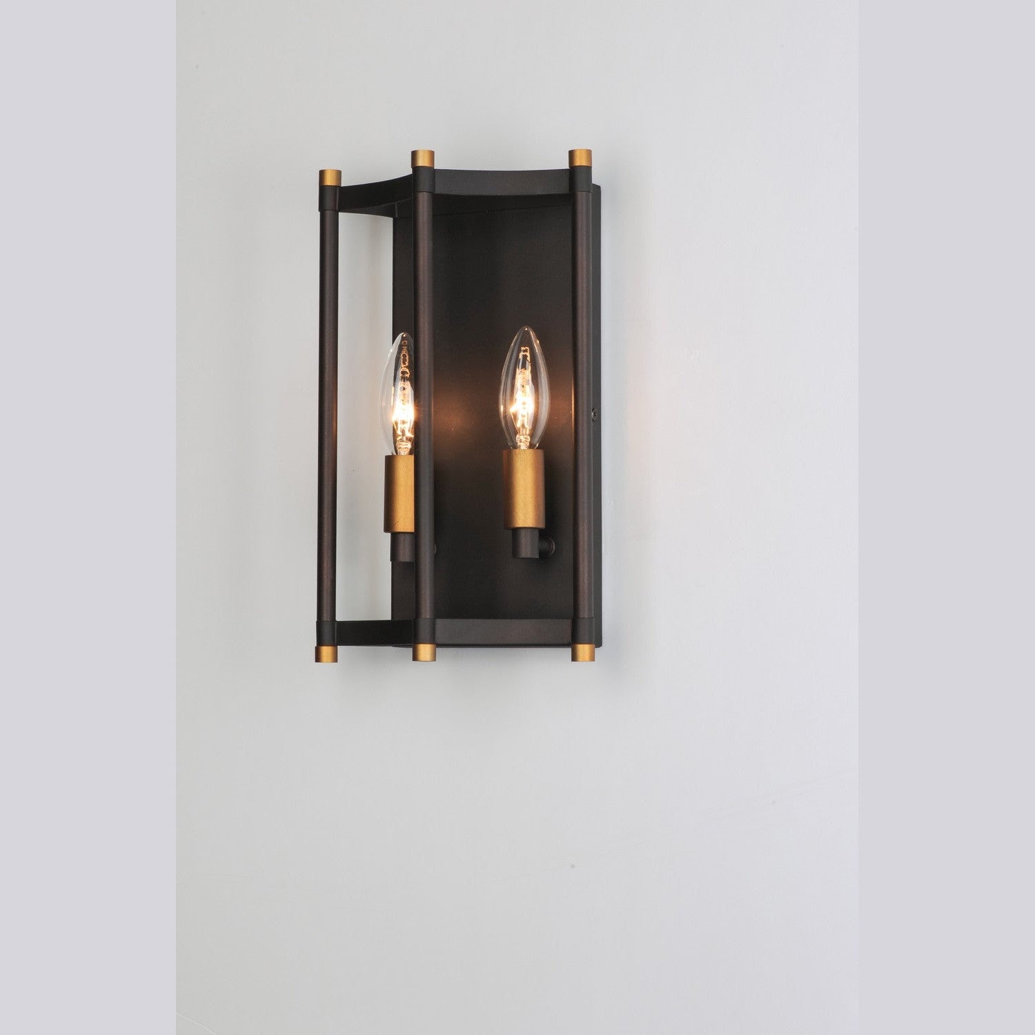 Maxim - 13599OIAB - Two Light Wall Sconce - Wellington - Oil Rubbed Bronze / Antique Brass