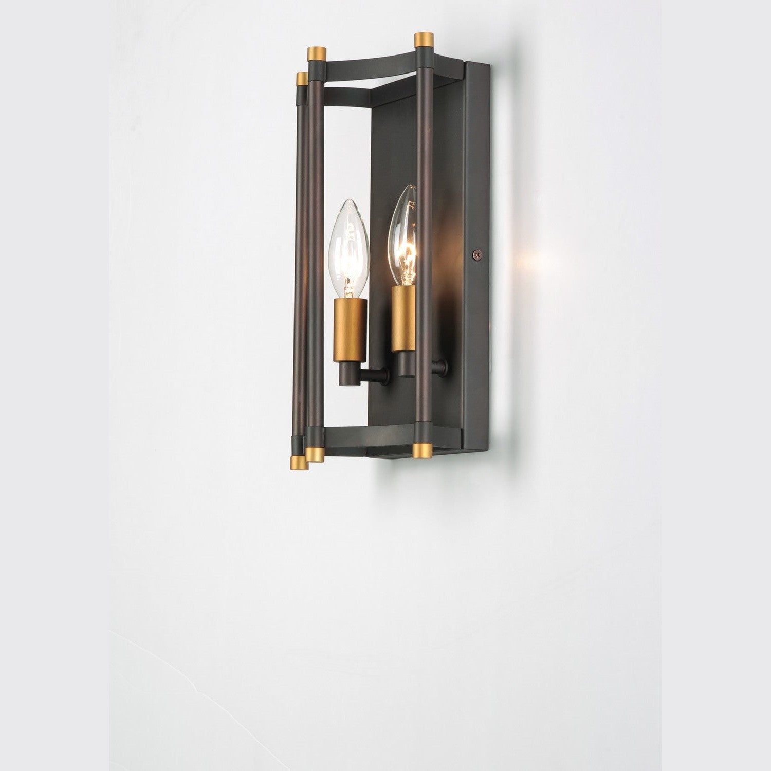 Maxim - 13599OIAB - Two Light Wall Sconce - Wellington - Oil Rubbed Bronze / Antique Brass