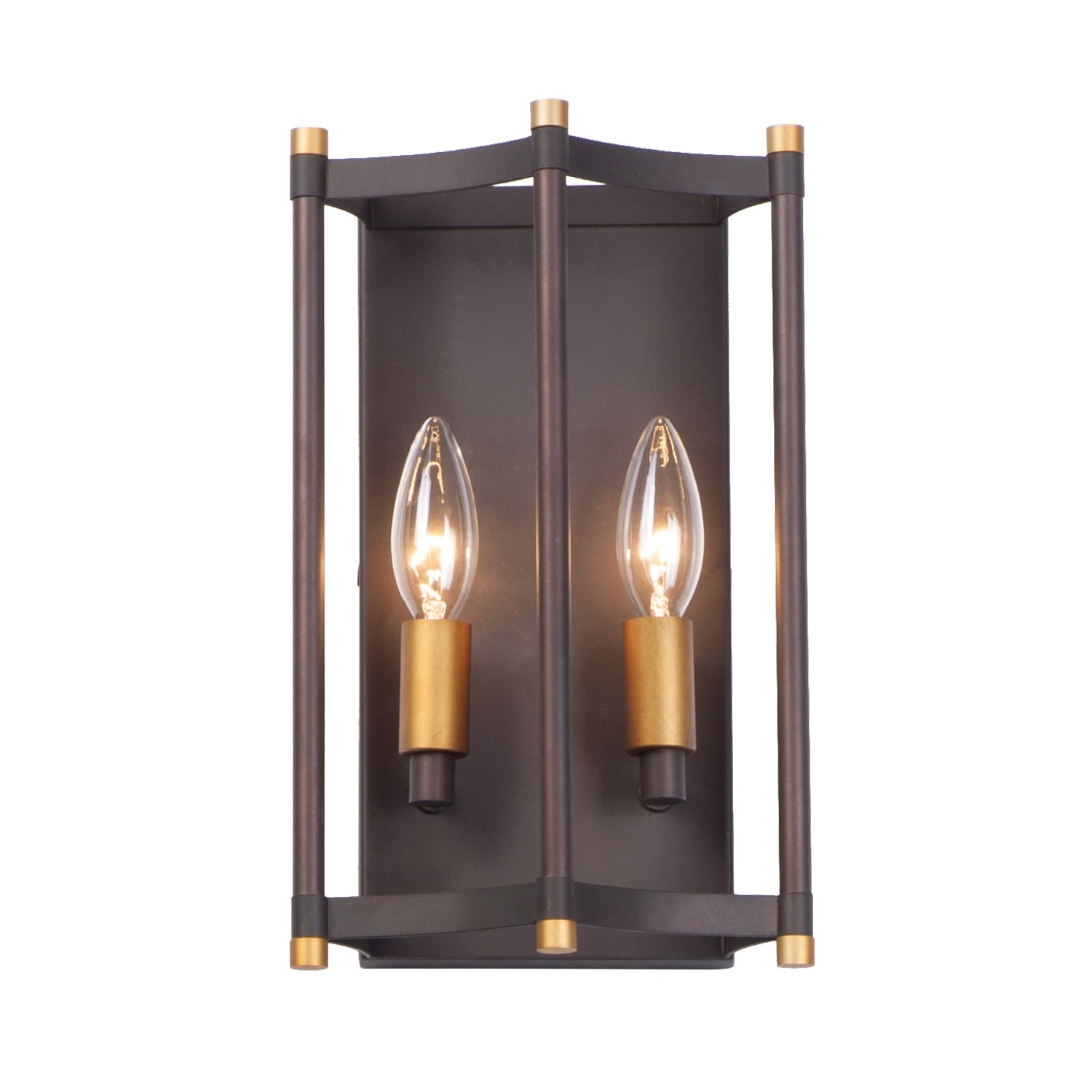 Maxim - 13599OIAB - Two Light Wall Sconce - Wellington - Oil Rubbed Bronze / Antique Brass