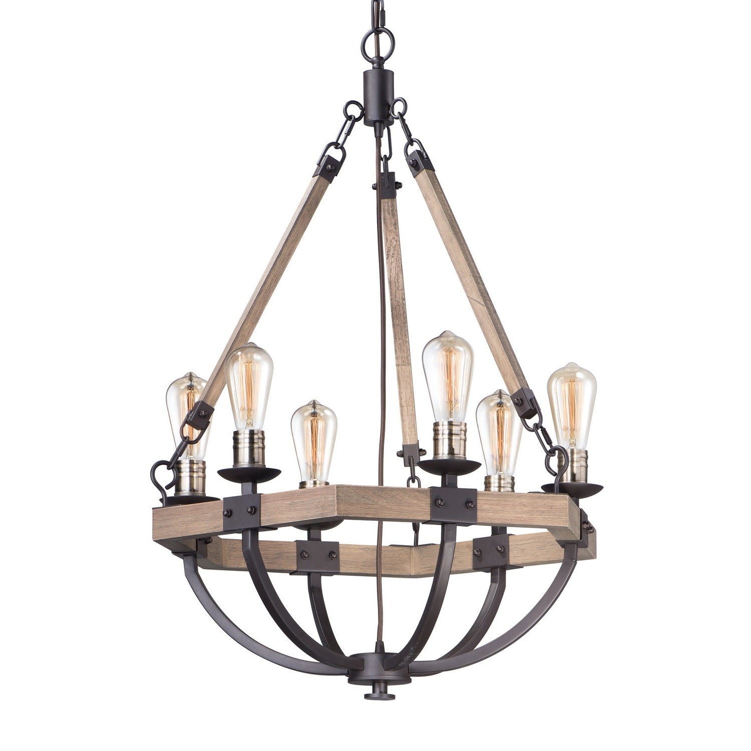 Maxim - 20335WOBZ - Six Light Chandelier - Lodge - Weathered Oak / Bronze