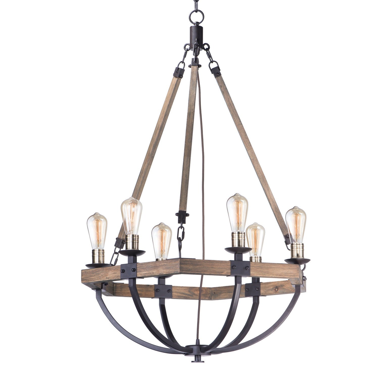 Maxim - 20337WOBZ - Six Light Chandelier - Lodge - Weathered Oak / Bronze