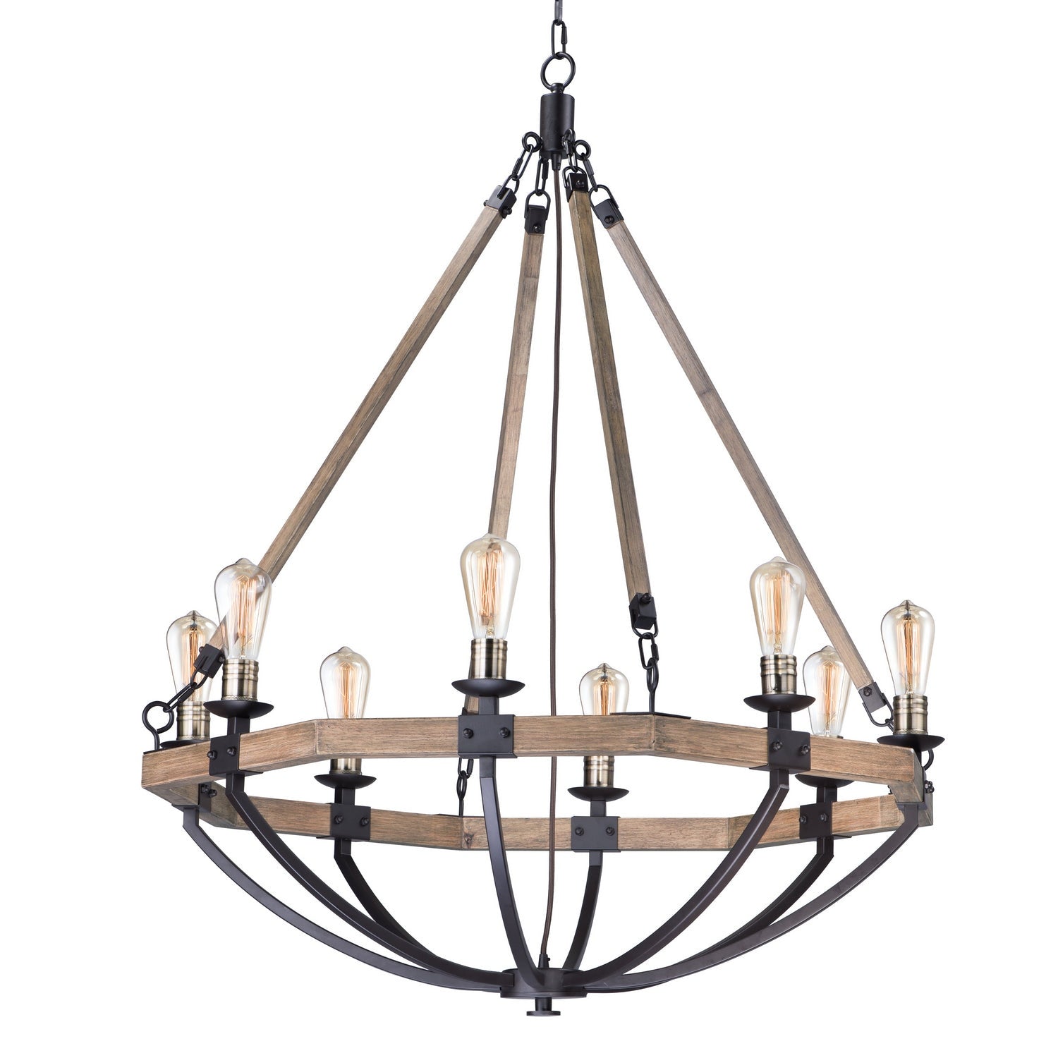 Maxim - 20338WOBZ - Eight Light Chandelier - Lodge - Weathered Oak / Bronze