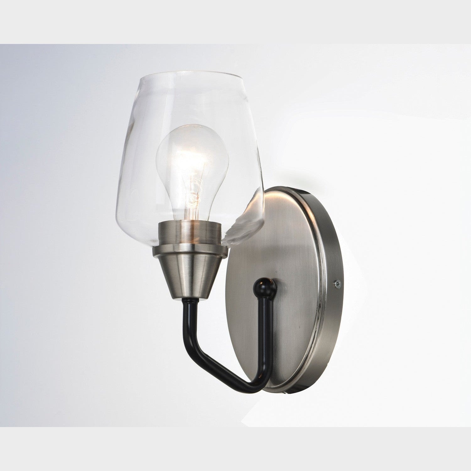 Maxim - 26121CLBKSN - One Light Wall Sconce - Goblet - Black / Satin Nickel