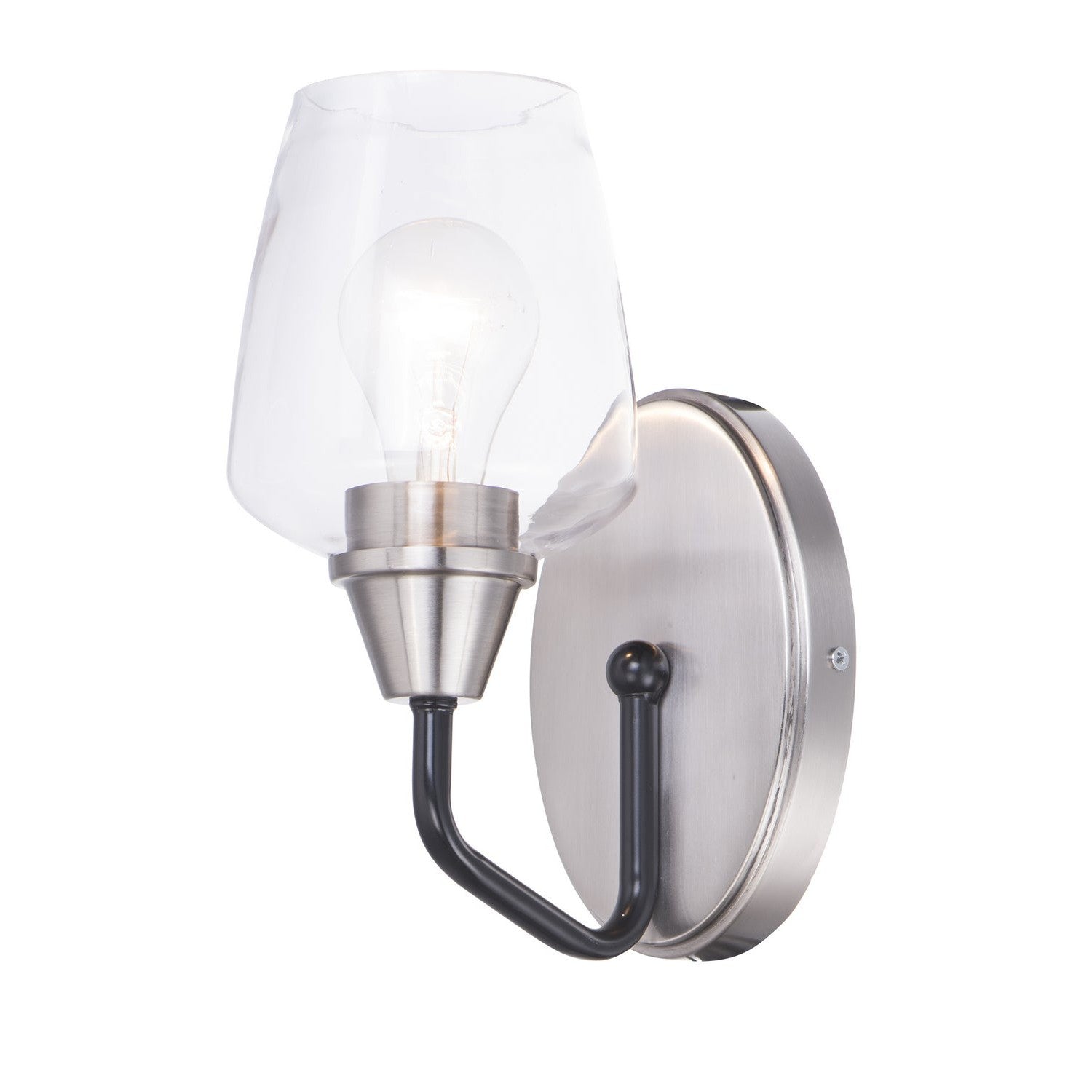 Maxim - 26121CLBKSN - One Light Wall Sconce - Goblet - Black / Satin Nickel