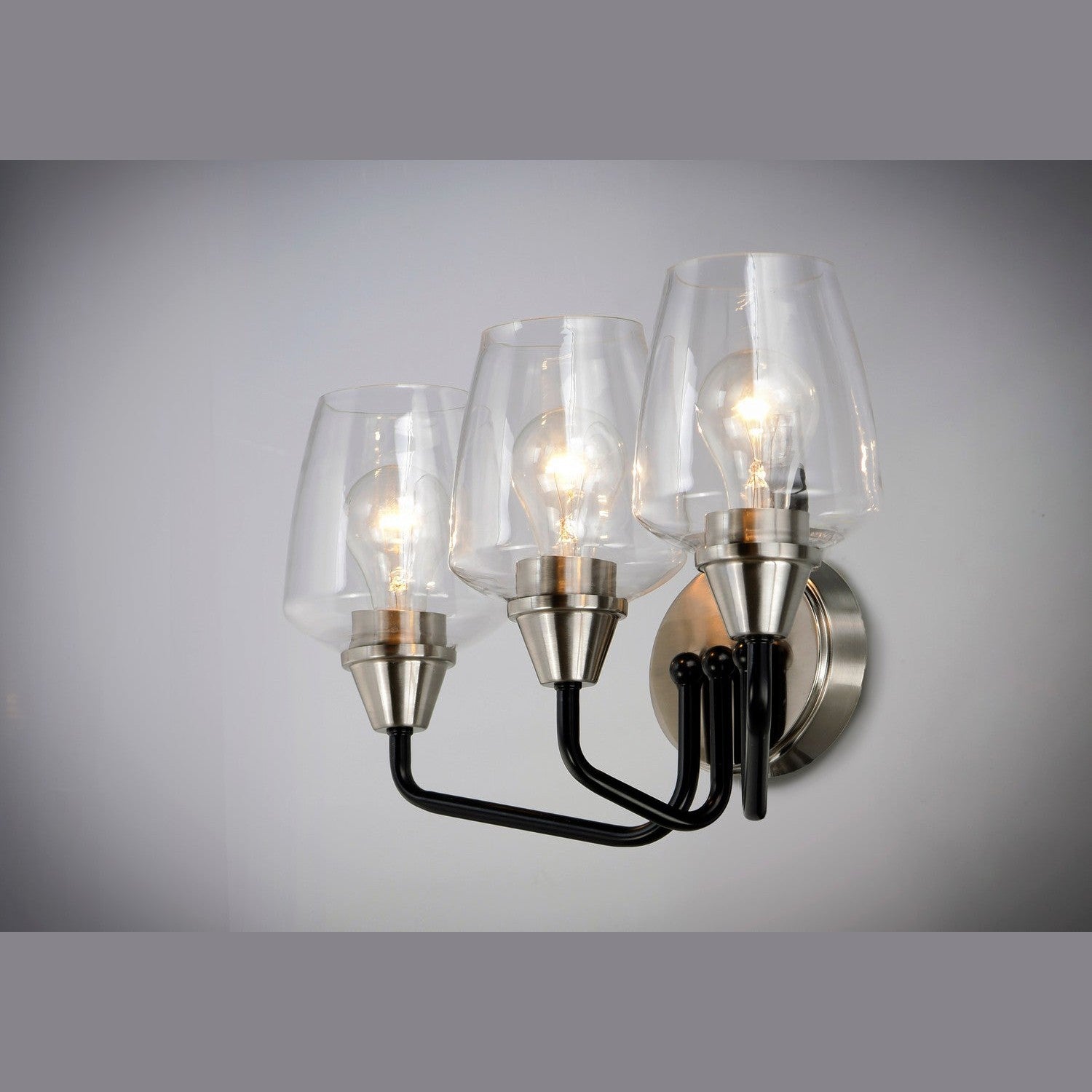 Maxim - 26122CLBKSN - Three Light Bath Vanity - Goblet - Black / Satin Nickel