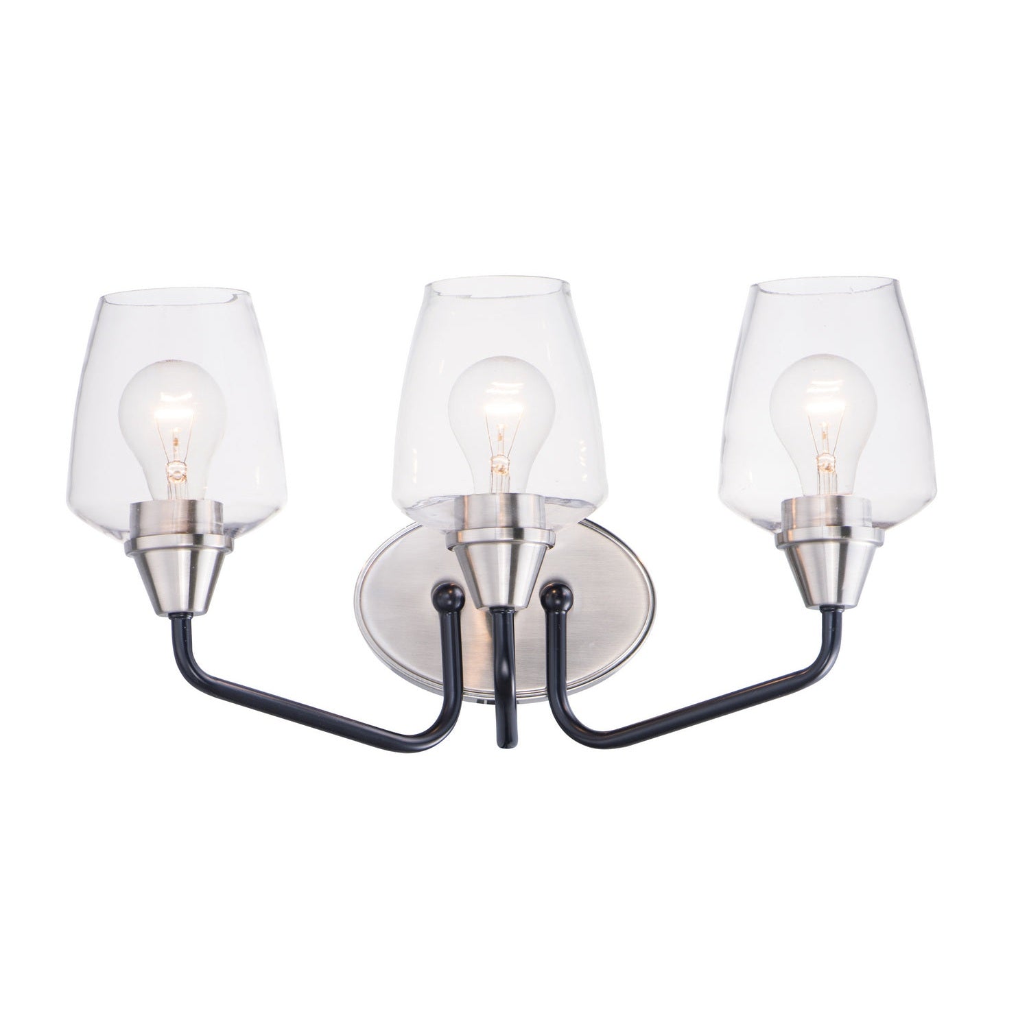 Maxim - 26122CLBKSN - Three Light Bath Vanity - Goblet - Black / Satin Nickel