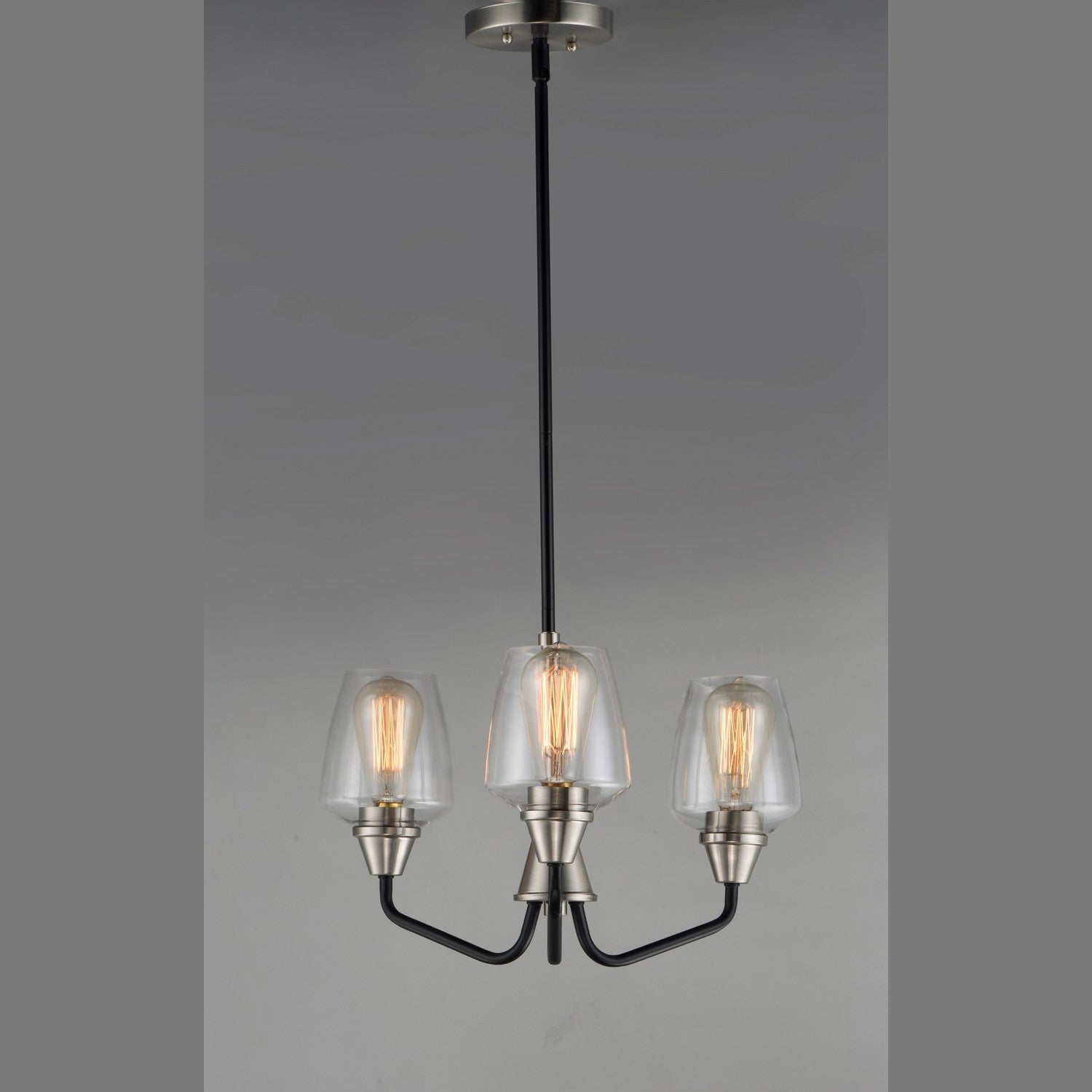 Maxim - 26124CLBKSN - Three Light Chandelier - Goblet - Black / Satin Nickel
