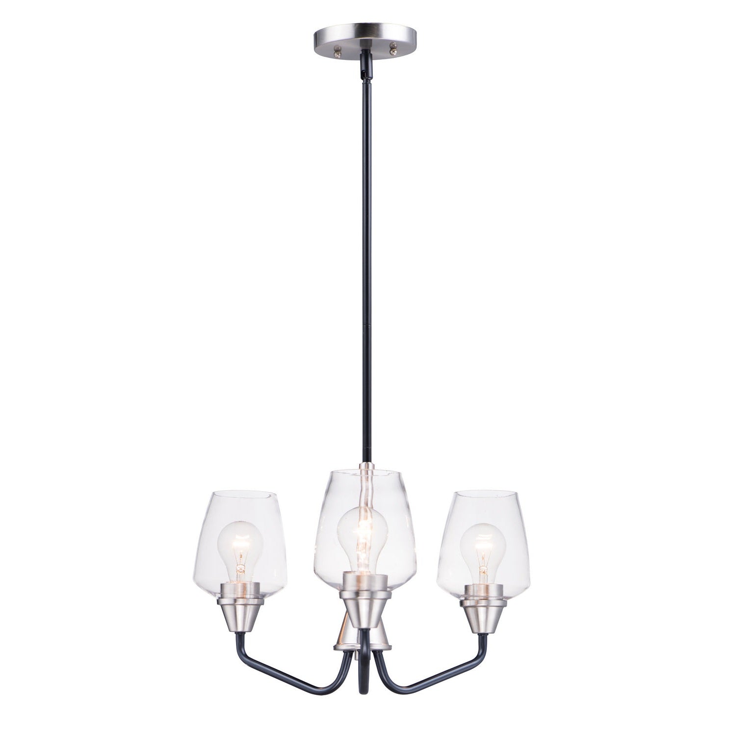 Maxim - 26124CLBKSN - Three Light Chandelier - Goblet - Black / Satin Nickel
