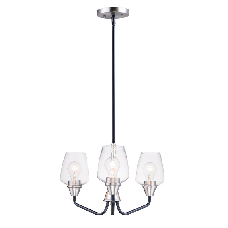Maxim - 26124CLBKSN - Three Light Chandelier - Goblet - Black / Satin Nickel