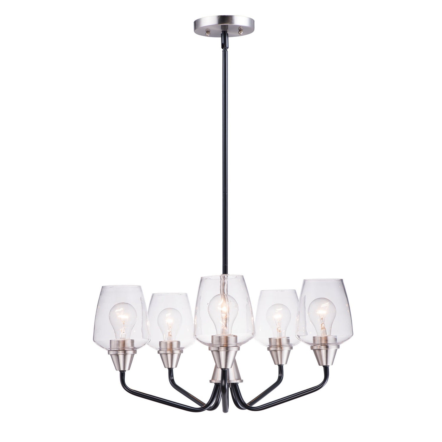 Maxim - 26125CLBKSN - Five Light Chandelier - Goblet - Black / Satin Nickel