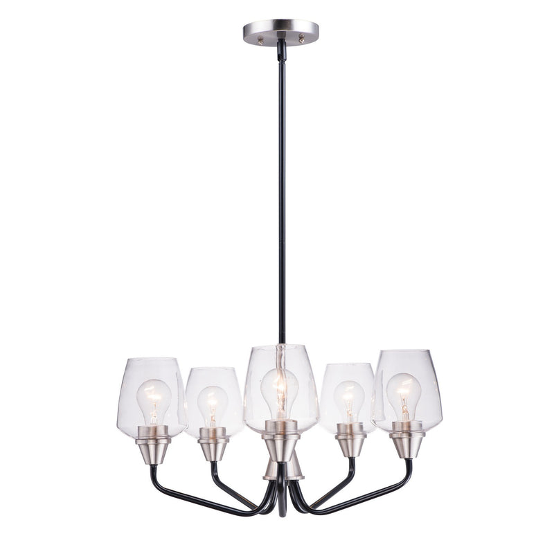 Maxim - 26125CLBKSN - Five Light Chandelier - Goblet - Black / Satin Nickel