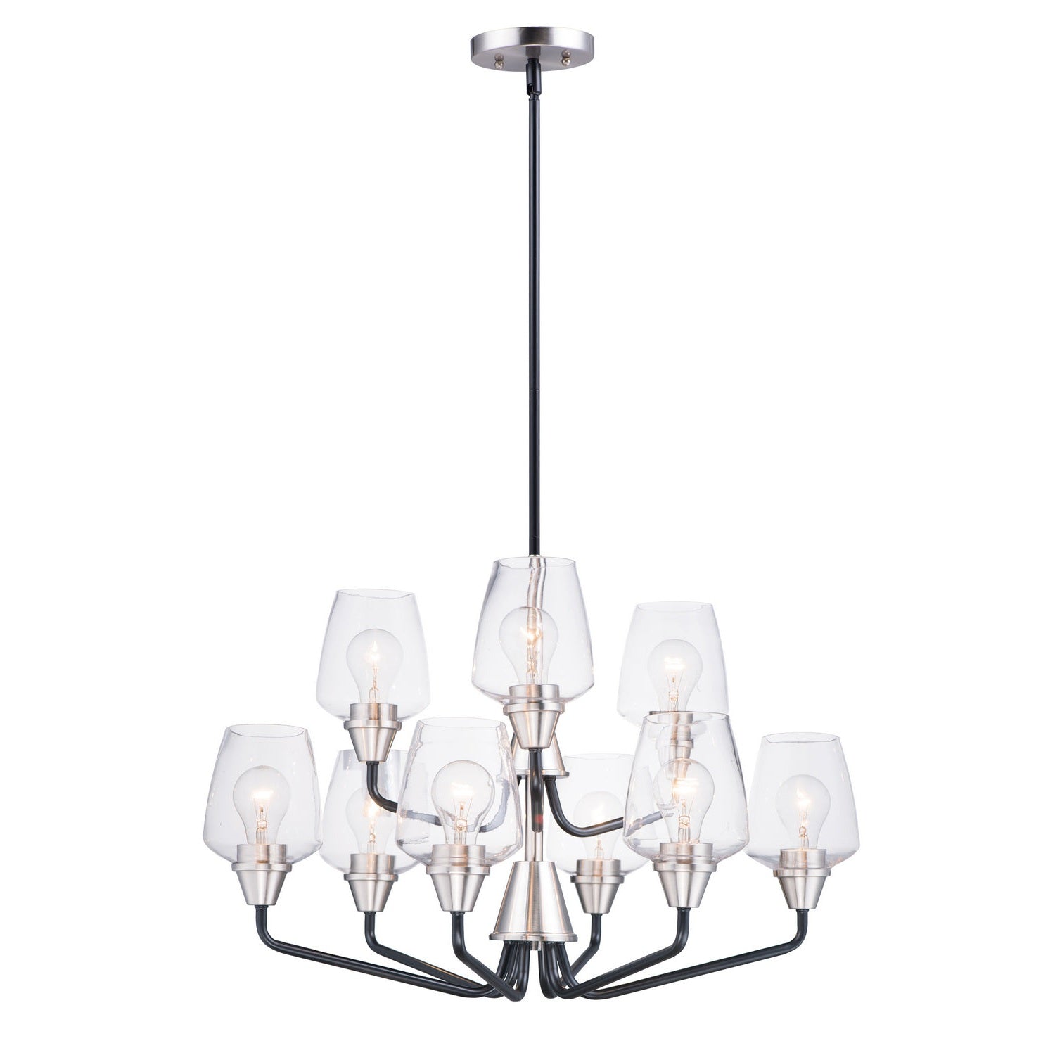 Maxim - 26127CLBKSN - Nine Light Chandelier - Goblet - Black / Satin Nickel