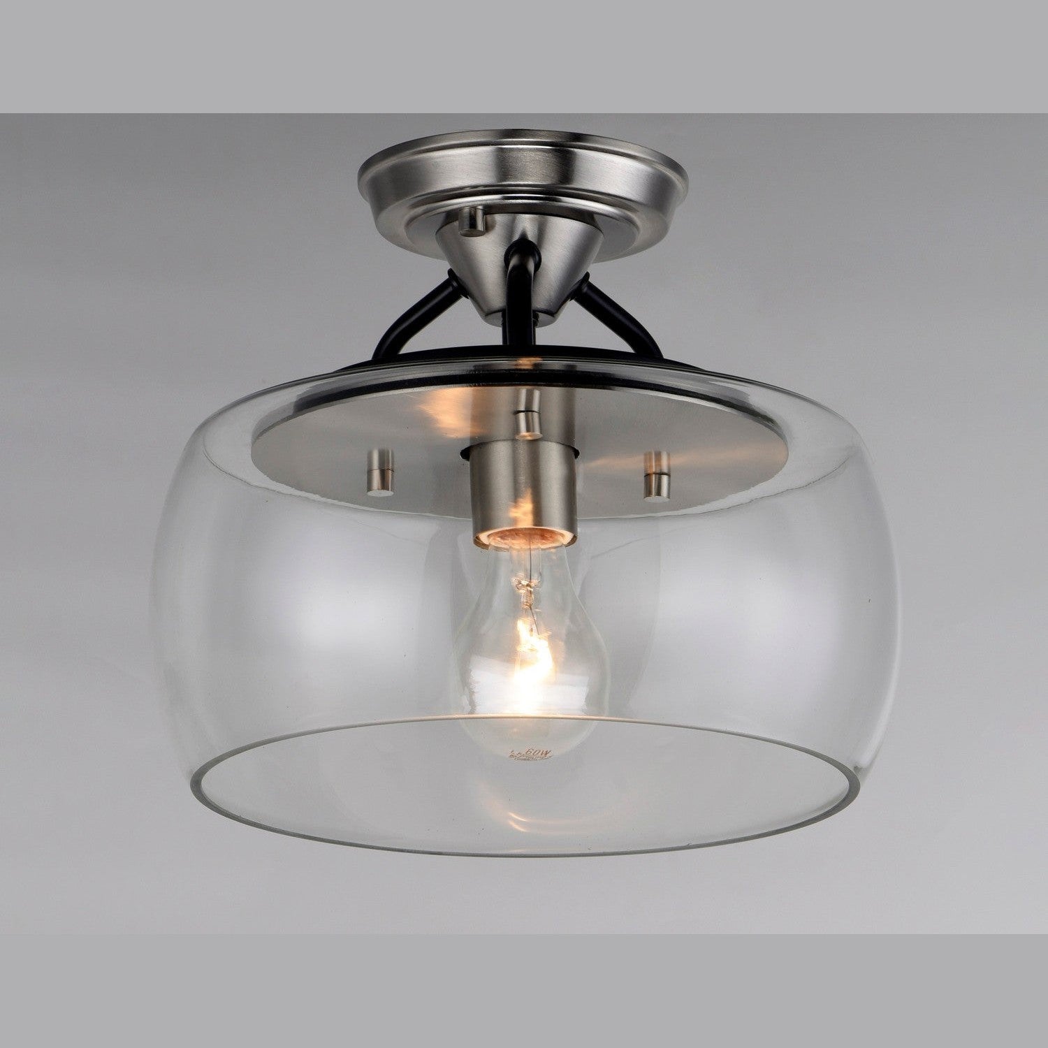 Maxim - 26129CLBKSN - One Light Semi-Flush Mount - Goblet - Black / Satin Nickel