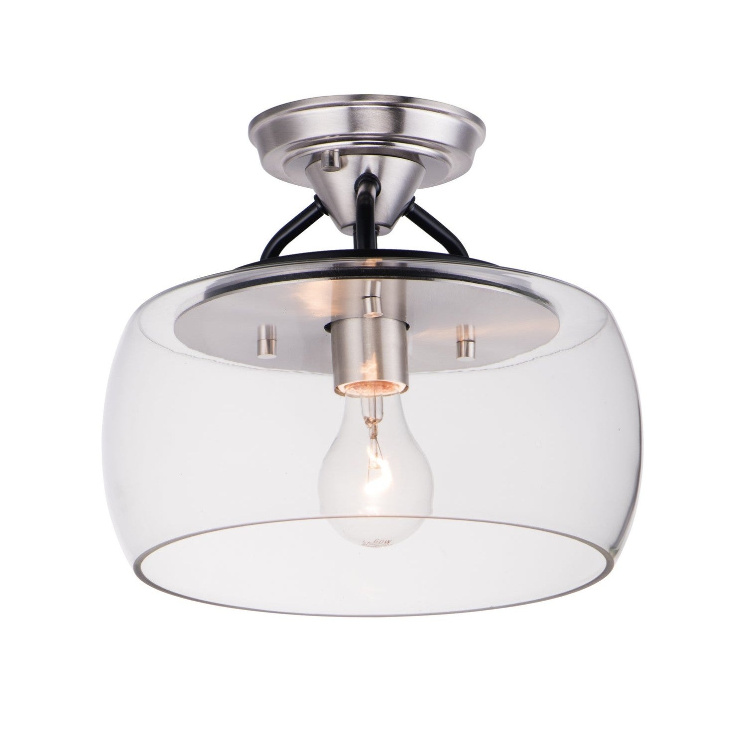 Maxim - 26129CLBKSN - One Light Semi-Flush Mount - Goblet - Black / Satin Nickel