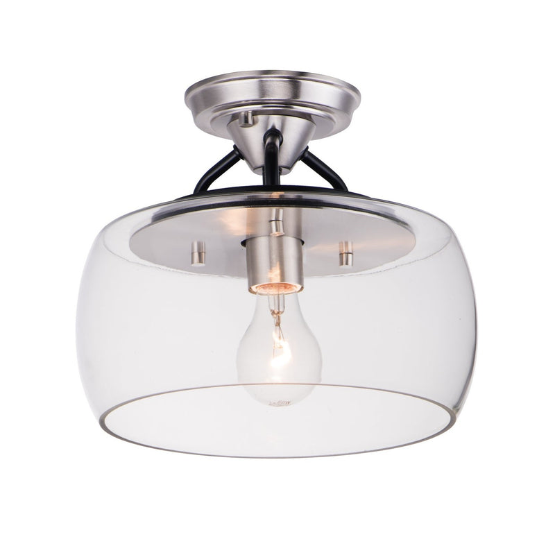 Maxim - 26129CLBKSN - One Light Semi-Flush Mount - Goblet - Black / Satin Nickel