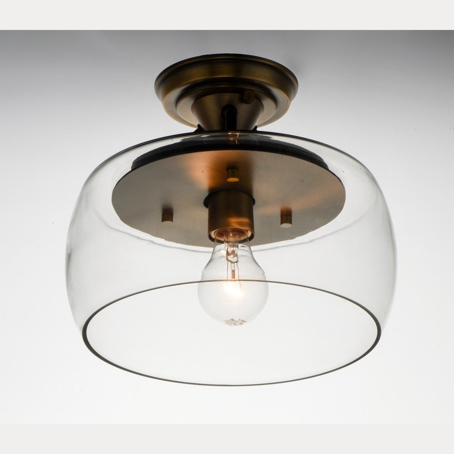 Maxim - 26129CLBZAB - One Light Semi-Flush Mount - Goblet - Bronze / Antique Brass