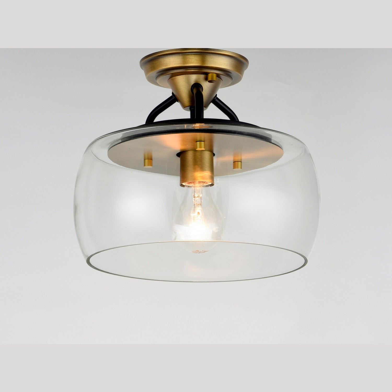 Maxim - 26129CLBZAB - One Light Semi-Flush Mount - Goblet - Bronze / Antique Brass