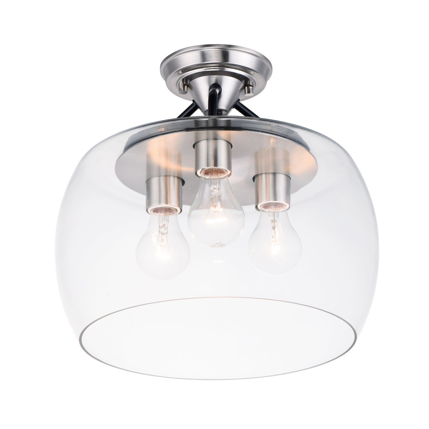 Maxim - 26130CLBKSN - Three Light Semi-Flush Mount - Goblet - Black / Satin Nickel