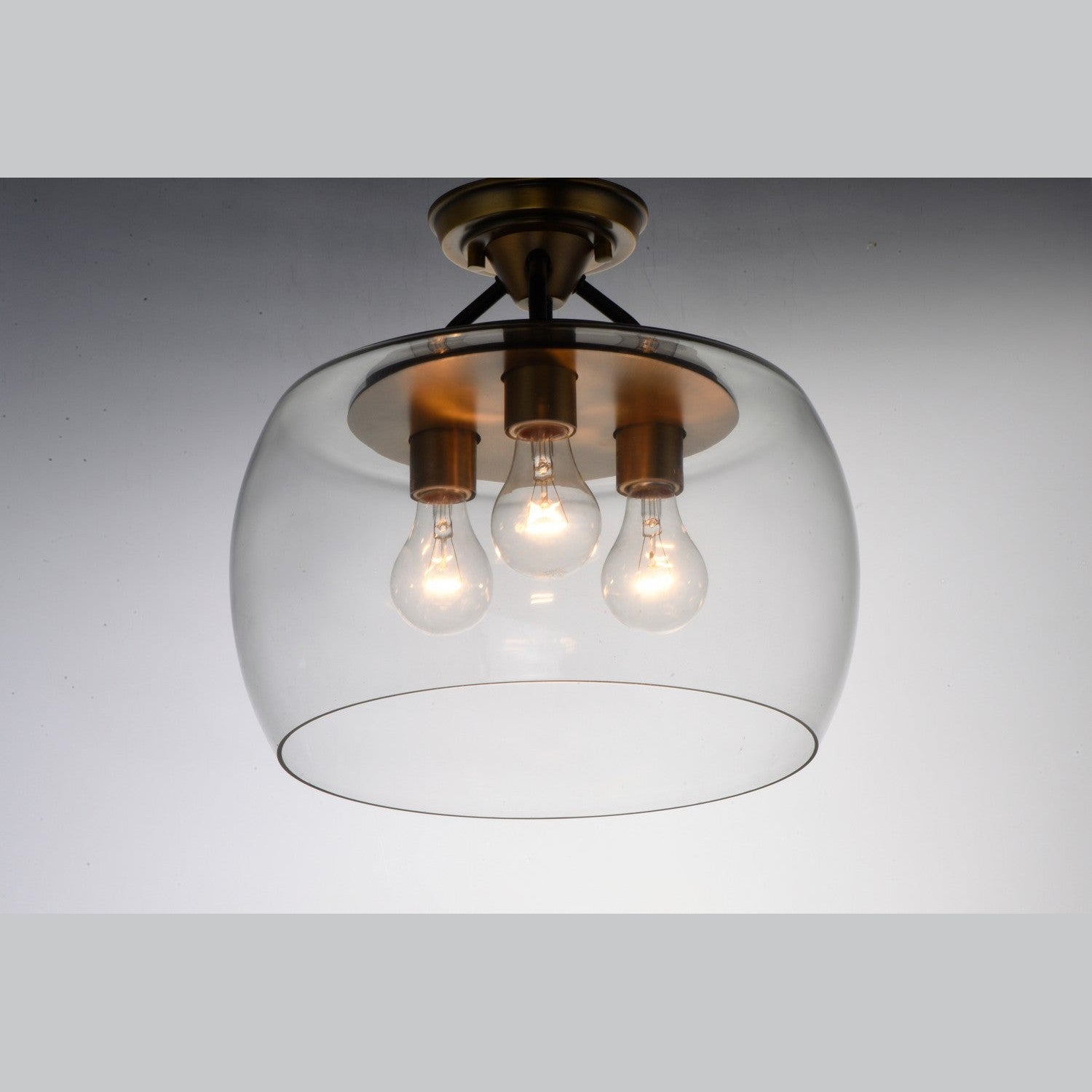 Maxim - 26130CLBZAB - Three Light Semi-Flush Mount - Goblet - Bronze / Antique Brass