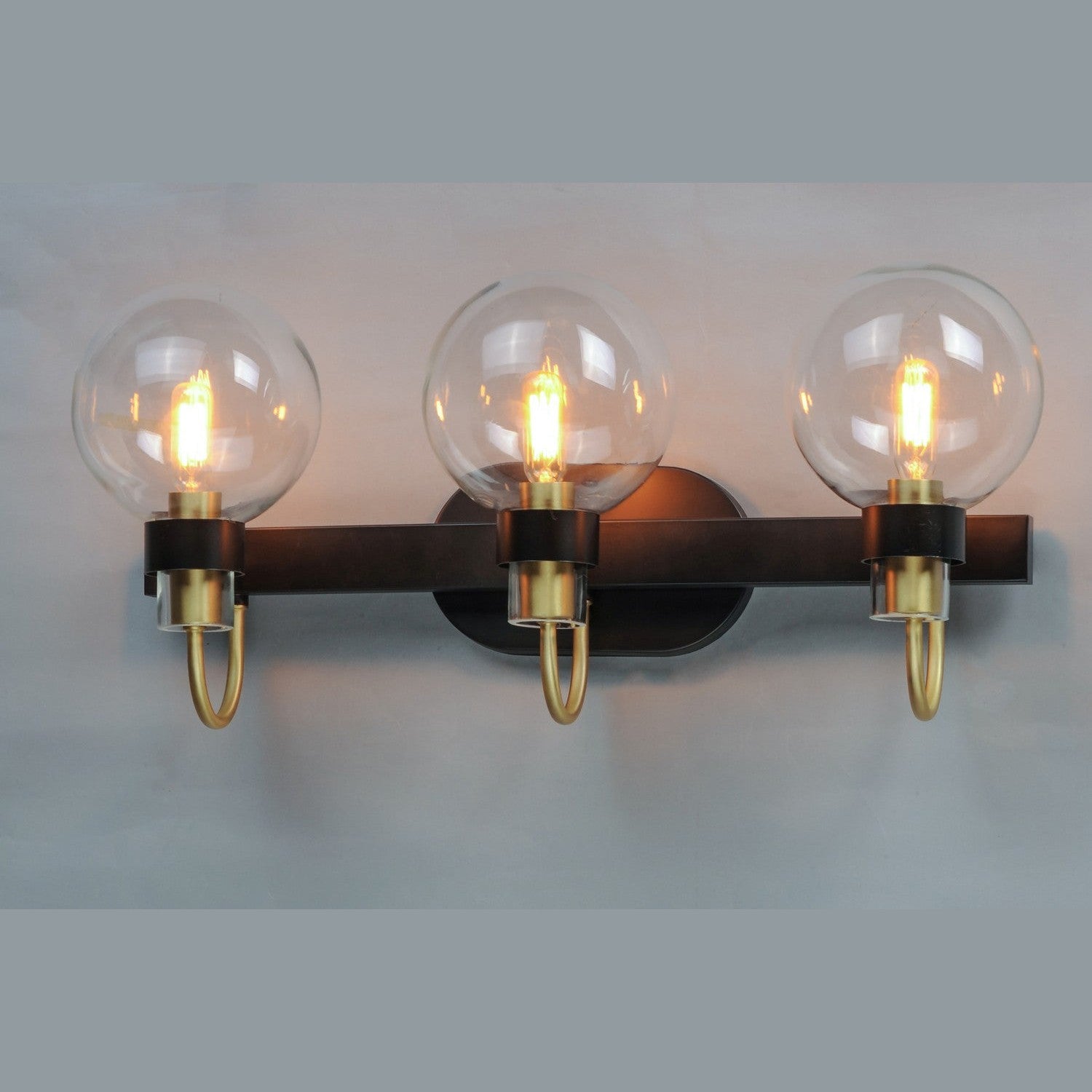 Maxim - 30513CLBZSBR - Three Light Bath Vanity - Bauhaus - Bronze / Satin Brass